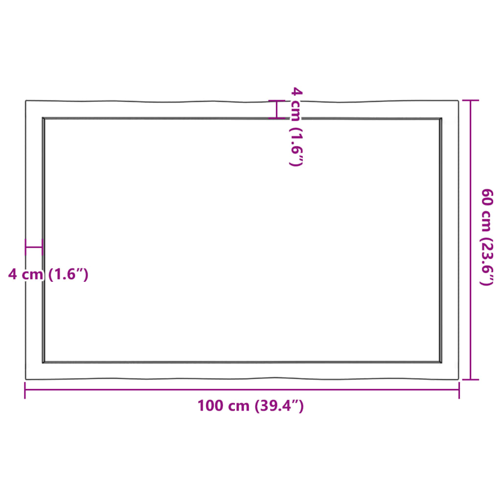 Tischplatte 100x60x(2-6) cm Massivholz Unbehandelt Baumkante - Pazzar.ch