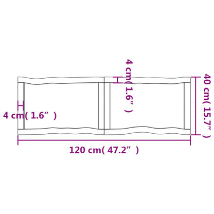 Tischplatte 120x40x(2-4) cm Massivholz Unbehandelt Baumkante - Pazzar.ch