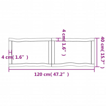 Tischplatte 120x40x(2-6) cm Massivholz Unbehandelt Baumkante - Pazzar.ch