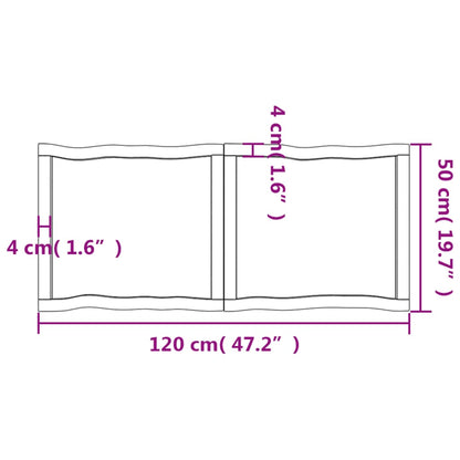 Tischplatte 120x50x(2-4) cm Massivholz Unbehandelt Baumkante - Pazzar.ch