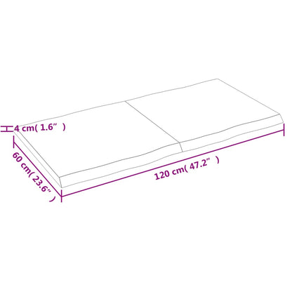 Tischplatte 120x60x(2-4) cm Massivholz Unbehandelt Baumkante - Pazzar.ch