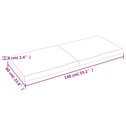 Tischplatte 140x60x(2-6) cm Massivholz Unbehandelt Baumkante - Pazzar.ch