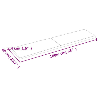 Tischplatte 160x40x(2-4) cm Massivholz Unbehandelt Baumkante - Pazzar.ch