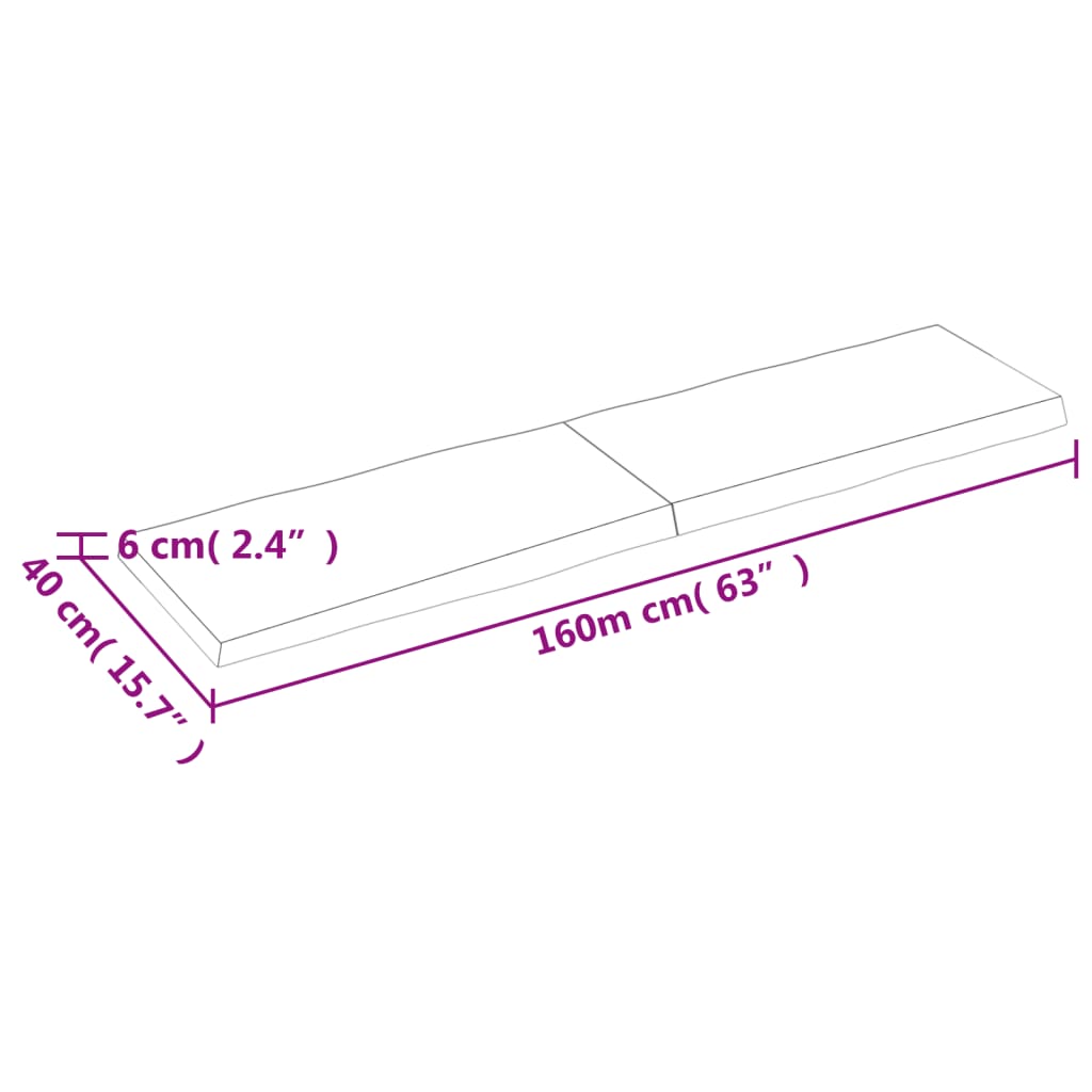 Tischplatte 160x40x(2-6) cm Massivholz Unbehandelt Baumkante - Pazzar.ch