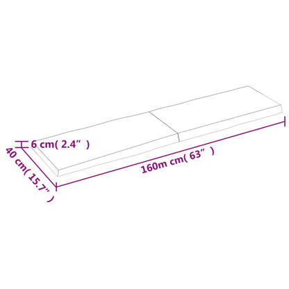 Tischplatte 160x40x(2-6) cm Massivholz Unbehandelt Baumkante - Pazzar.ch