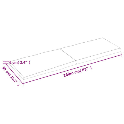 Tischplatte 160x50x(2-6) cm Massivholz Unbehandelt Baumkante - Pazzar.ch