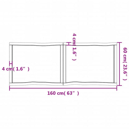 Tischplatte 160x60x(2-4) cm Massivholz Unbehandelt Baumkante - Pazzar.ch