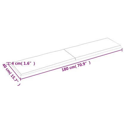 Tischplatte 180x40x(2-4) cm Massivholz Unbehandelt Baumkante - Pazzar.ch