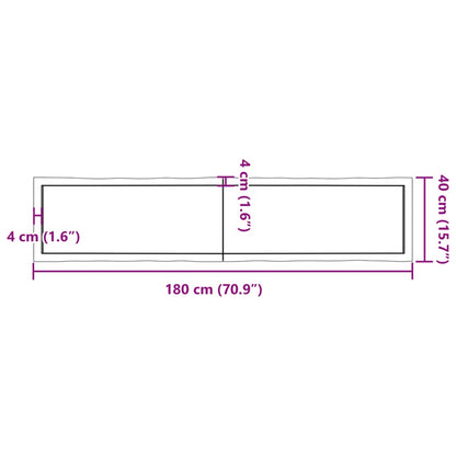 Tischplatte 180x40x(2-4) cm Massivholz Unbehandelt Baumkante - Pazzar.ch