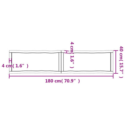 Tischplatte 180x40x(2-6) cm Massivholz Unbehandelt Baumkante - Pazzar.ch