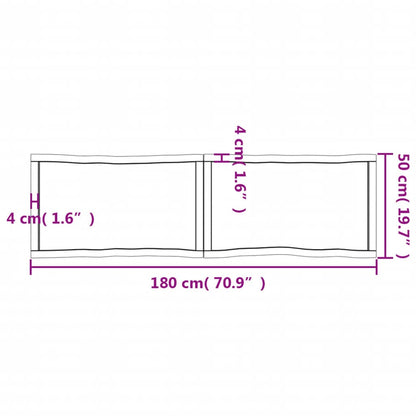 Tischplatte 180x50x(2-4) cm Massivholz Unbehandelt Baumkante - Pazzar.ch