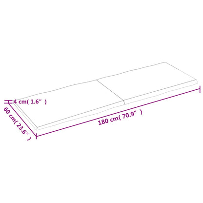 Tischplatte 180x60x(2-4) cm Massivholz Unbehandelt Baumkante - Pazzar.ch