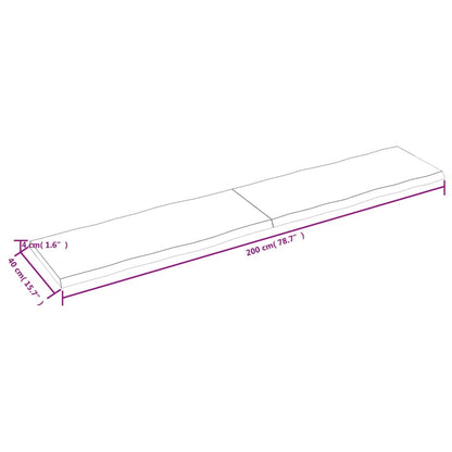 Tischplatte 200x40x(2-4) cm Massivholz Unbehandelt Baumkante - Pazzar.ch