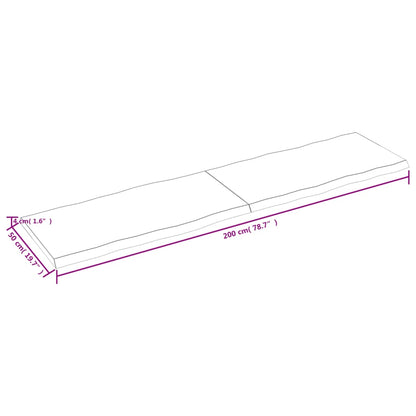 Tischplatte 200x50x(2-4) cm Massivholz Unbehandelt Baumkante - Pazzar.ch