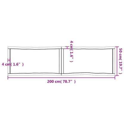 Tischplatte 200x50x(2-4) cm Massivholz Unbehandelt Baumkante - Pazzar.ch