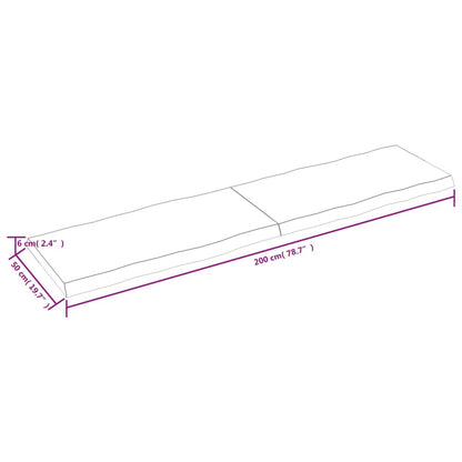 Tischplatte 200x50x(2-6) cm Massivholz Unbehandelt Baumkante - Pazzar.ch