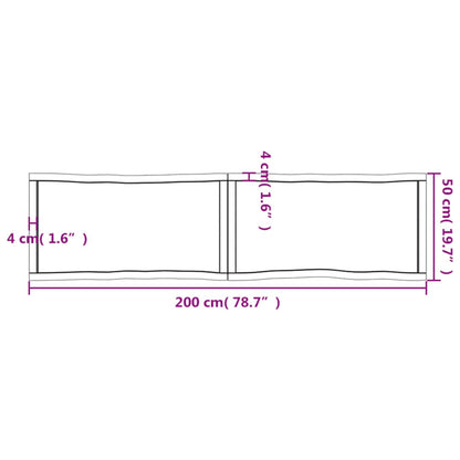 Tischplatte 200x50x(2-6) cm Massivholz Unbehandelt Baumkante - Pazzar.ch