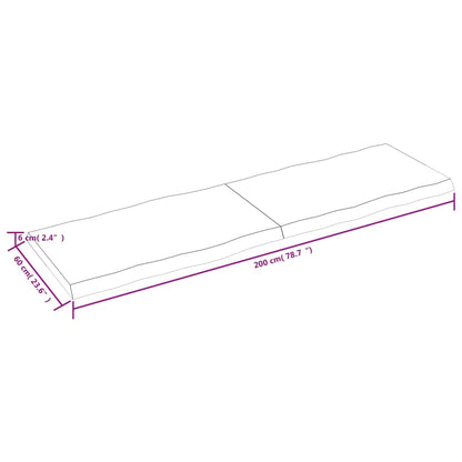 Tischplatte 200x60x(2-6) cm Massivholz Unbehandelt Baumkante - Pazzar.ch