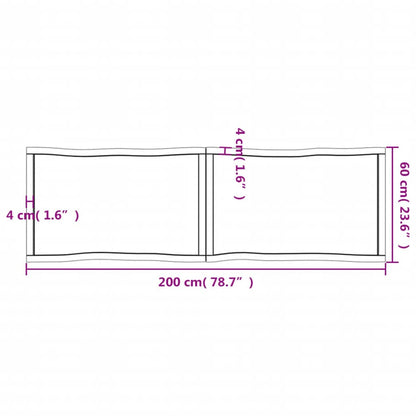 Tischplatte 200x60x(2-6) cm Massivholz Unbehandelt Baumkante - Pazzar.ch