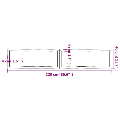 Tischplatte 220x40x(2-4) cm Massivholz Unbehandelt Baumkante - Pazzar.ch