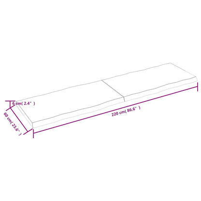 Tischplatte 220x60x(2-6) cm Massivholz Unbehandelt Baumkante - Pazzar.ch