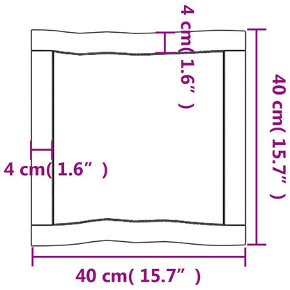 Tischplatte 40x40x(2-4) cm Massivholz Behandelt Baumkante - Pazzar.ch