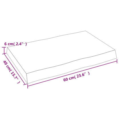 Tischplatte 60x40x(2-6) cm Massivholz Behandelt Baumkante - Pazzar.ch