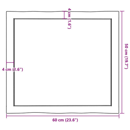 Tischplatte 60x50x(2-4) cm Massivholz Behandelt Baumkante - Pazzar.ch