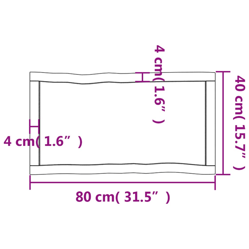 Tischplatte 80x40x(2-6) cm Massivholz Behandelt Baumkante - Pazzar.ch