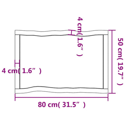 Tischplatte 80x50x(2-6) cm Massivholz Behandelt Baumkante - Pazzar.ch