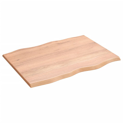 Tischplatte 80x60x2 cm Massivholz Eiche Behandelt Baumkante - Pazzar.ch