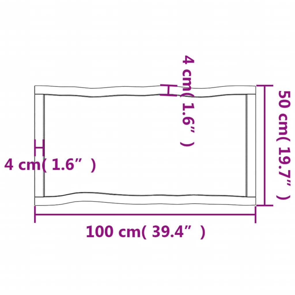 Tischplatte 100x50x(2-4) cm Massivholz Behandelt Baumkante - Pazzar.ch