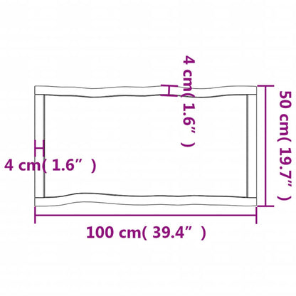 Tischplatte 100x50x(2-4) cm Massivholz Behandelt Baumkante - Pazzar.ch