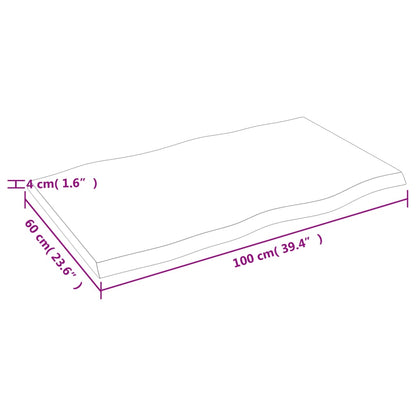 Tischplatte 100x60x(2-4) cm Massivholz Behandelt Baumkante - Pazzar.ch