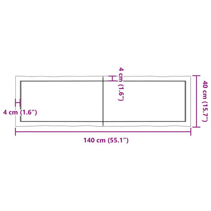 Tischplatte 140x40x(2-4) cm Massivholz Behandelt Baumkante - Pazzar.ch