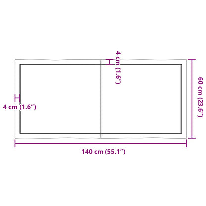 Tischplatte 140x60x(2-6) cm Massivholz Behandelt Baumkante - Pazzar.ch