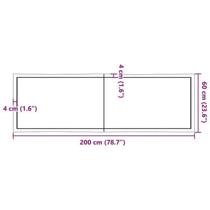 Tischplatte 200x60x(2-4) cm Massivholz Behandelt Baumkante - Pazzar.ch