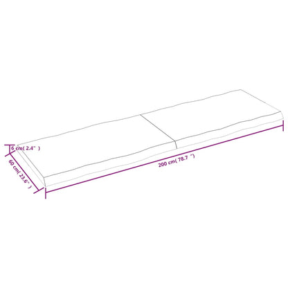 Tischplatte 200x60x(2-6) cm Massivholz Behandelt Baumkante - Pazzar.ch