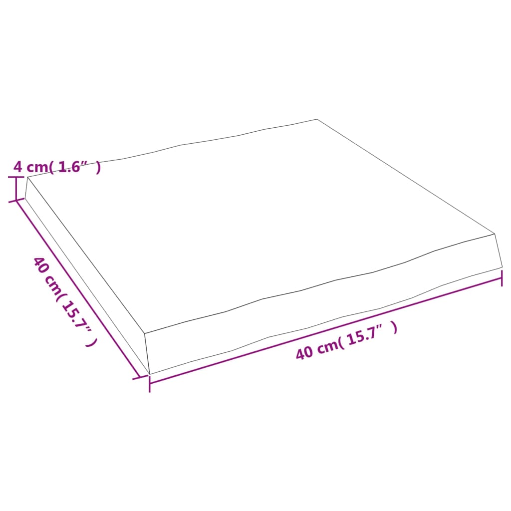 Tischplatte 40x40x(2-4) cm Massivholz Behandelt Baumkante - Pazzar.ch