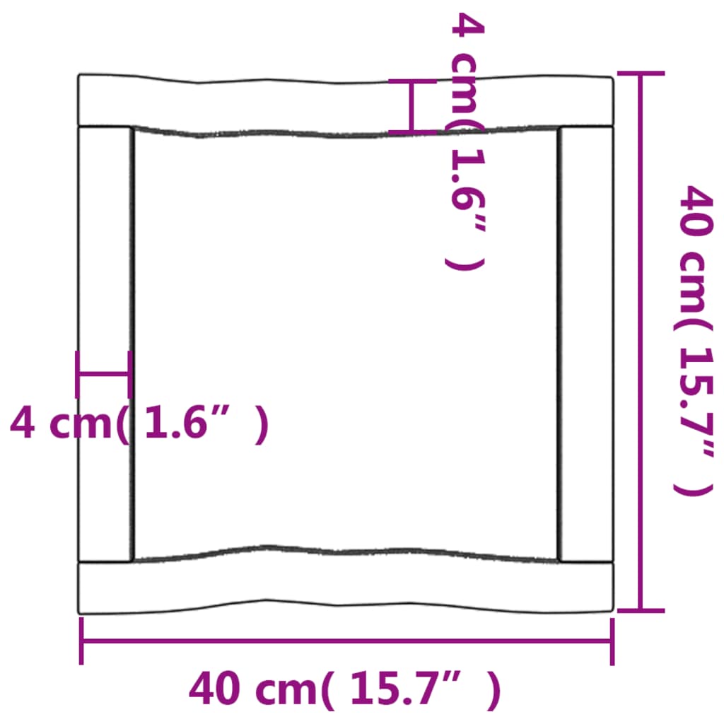 Tischplatte 40x40x(2-6) cm Massivholz Behandelt Baumkante