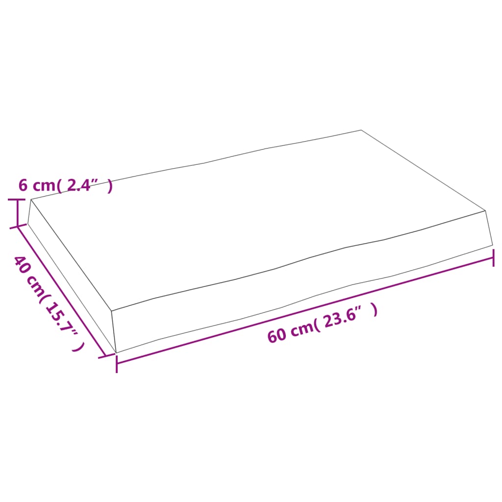 Tischplatte 60x40x(2-6) cm Massivholz Behandelt Baumkante - Pazzar.ch