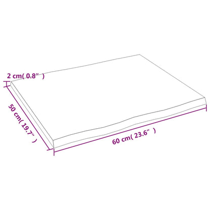 Tischplatte 60x50x2 cm Massivholz Eiche Behandelt Baumkante - Pazzar.ch