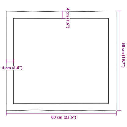 Tischplatte 60x50x(2-4) cm Massivholz Behandelt Baumkante - Pazzar.ch