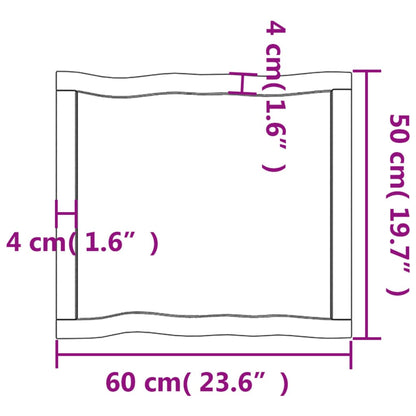 Tischplatte 60x50x(2-6) cm Massivholz Behandelt Baumkante - Pazzar.ch