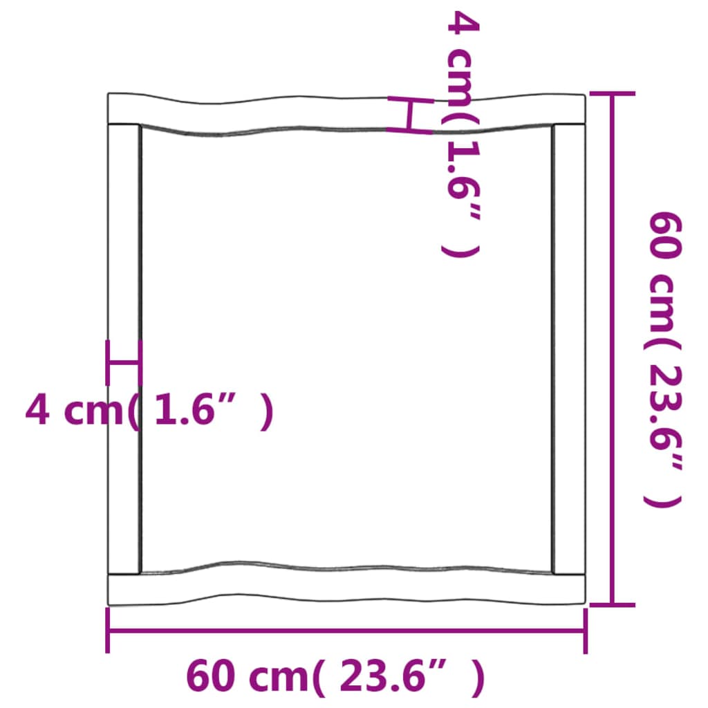 Tischplatte 60x60x(2-4) cm Massivholz Behandelt Baumkante - Pazzar.ch