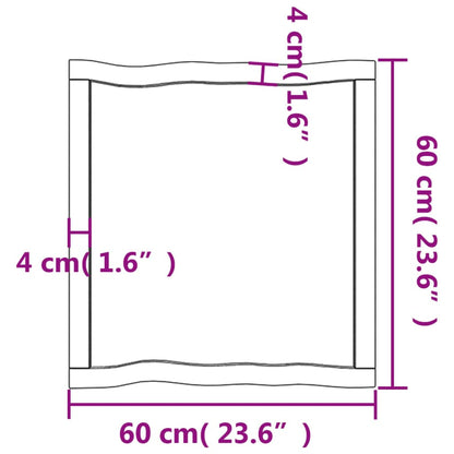 Tischplatte 60x60x(2-4) cm Massivholz Behandelt Baumkante - Pazzar.ch