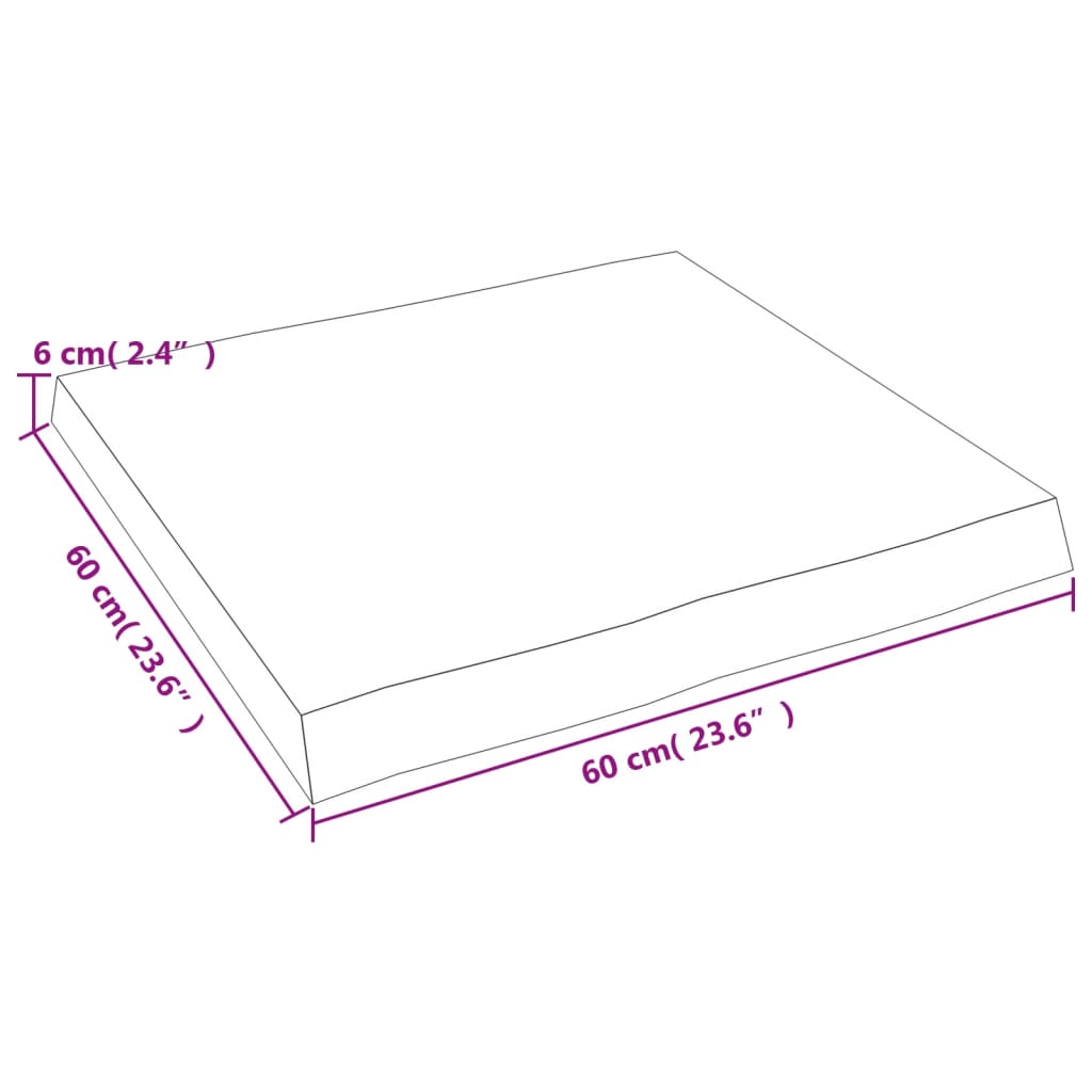 Tischplatte 60x60x(2-6) cm Massivholz Behandelt Baumkante - Pazzar.ch