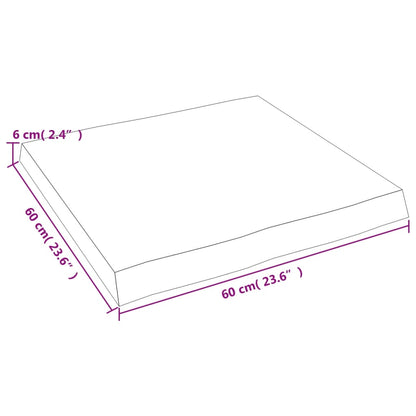 Tischplatte 60x60x(2-6) cm Massivholz Behandelt Baumkante - Pazzar.ch