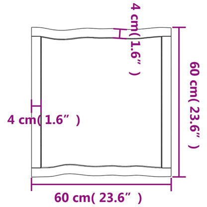 Tischplatte 60x60x(2-6) cm Massivholz Behandelt Baumkante - Pazzar.ch