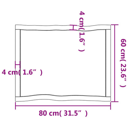 Tischplatte 80x60x(2-4) cm Massivholz Behandelt Baumkante - Pazzar.ch